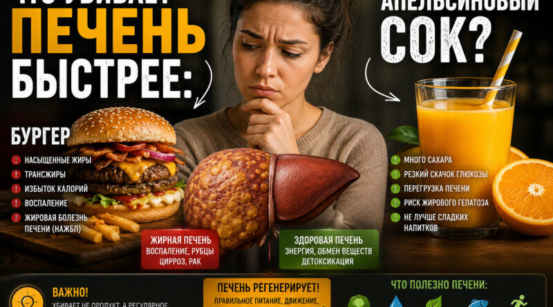 Что убивает печень быстрее: бургер или апельсиновый сок?